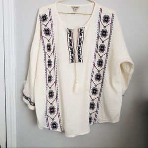 Lucky Brand Gauze Embroidered Top